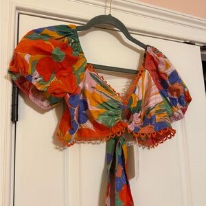 Gianni Bini Floral Multicolor Crop Top